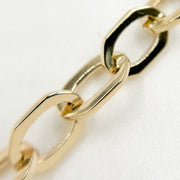 14K Solid Hollow Gold Flat Oval Link Chain